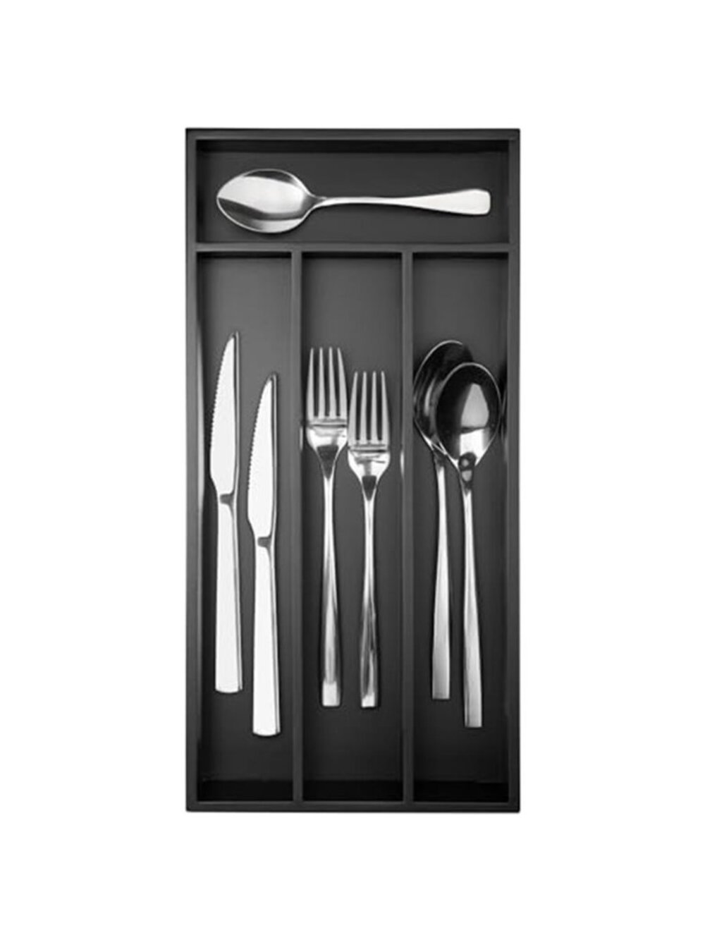 Bamboo Silverware Drawer Organizer 4 Compartment Utensil Cutlery Flatware Tray